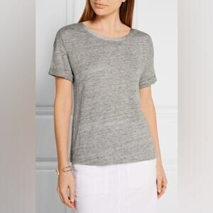 Frame Grey Le Slouchy Slub Linen T Shirt